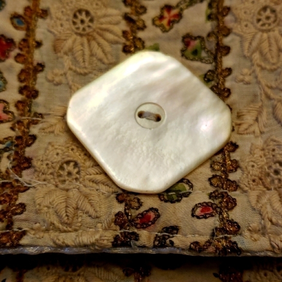 VINTAGE 80s Clutch Brocade Fabric Hand Crafted EU - Picture 3 of 8